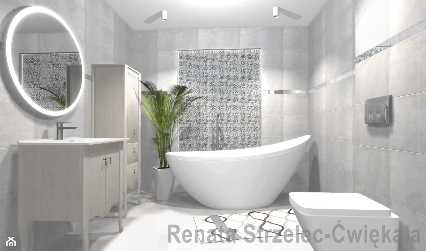 Łazienka z mozaiką - zdjęcie od Renata Strzelec - Ćwiękała - Homebook