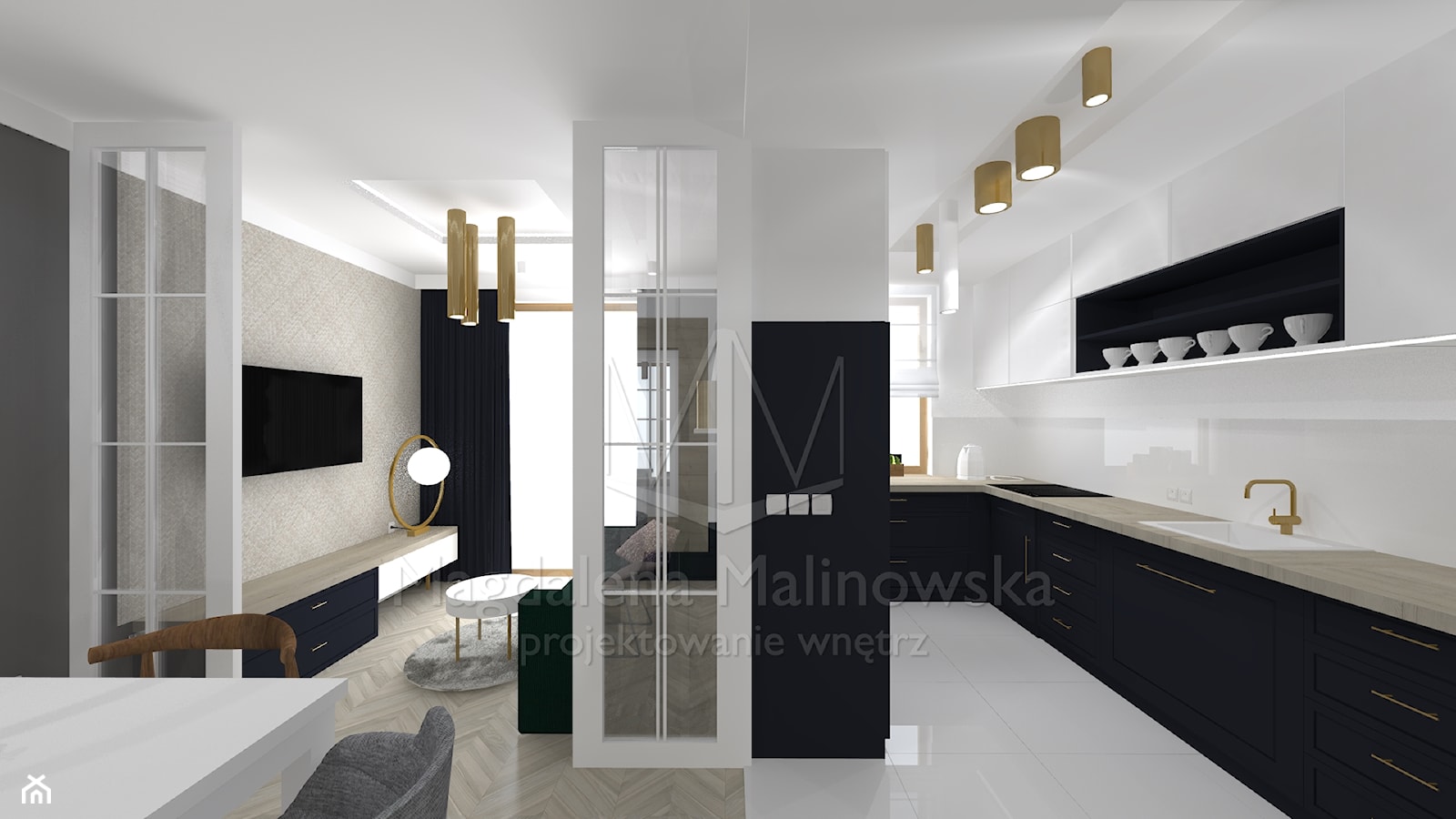 Mieszkanie Warszawa - Salon, styl nowoczesny - zdjęcie od Magdalena Malinowska Projektowanie Wnętrz - Homebook