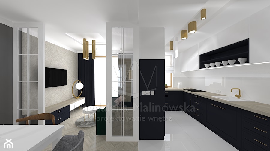 Mieszkanie Warszawa - Salon, styl nowoczesny - zdjęcie od Magdalena Malinowska Projektowanie Wnętrz