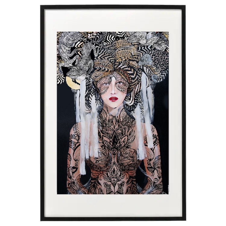 plakat maggiepiu Lady Setsujo i jej pupile w ramie basic z passe-partout - zdjęcie od Maggie Piu Gallery - Homebook