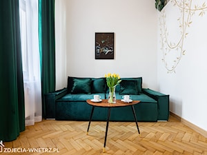 Portfolio - Mały beżowy biały salon, styl nowoczesny - zdjęcie od zdjecia-wnetrz.pl