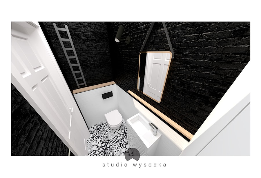 Czarno biała łazienka - Łazienka, styl industrialny - zdjęcie od studio wysocka