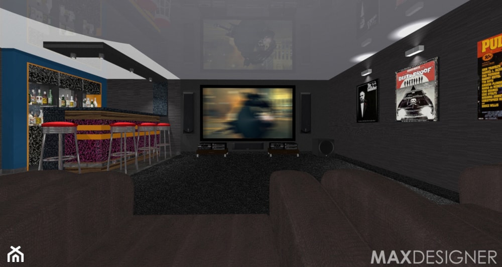 Sala kinowa w domu i bilard - Mix projektów. - Domy, styl nowoczesny - zdjęcie od MaxDesigner - Homebook