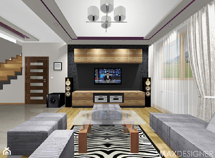 Kino domowe w salonie - mix projektów - Salon, styl nowoczesny - zdjęcie od MaxDesigner