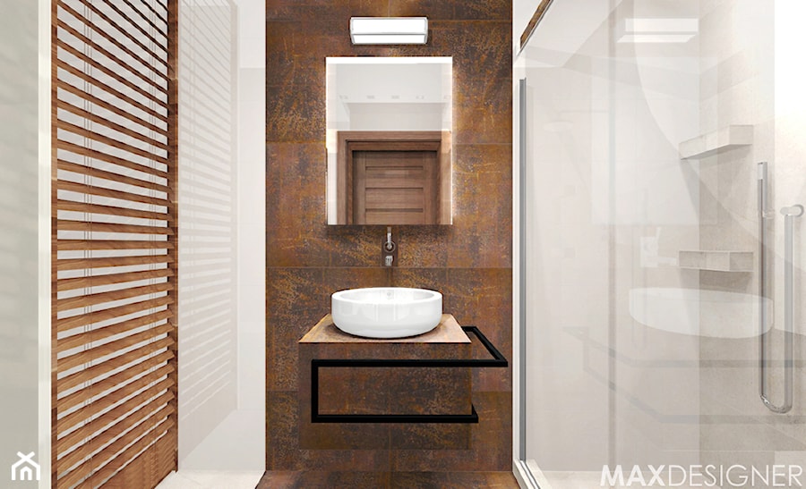 Łazienka z efektem stali kortenowskiej - Średnia łazienka, styl minimalistyczny - zdjęcie od MaxDesigner