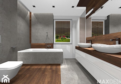 Salon kąpielowy - Nowoczesny minimalizm. - Duża z punktowym oświetleniem łazienka z oknem, styl minimalistyczny - zdjęcie od MaxDesigner