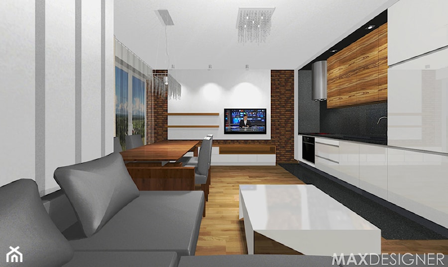 Salony w mieszkaniach otulone bielą - Mix projektów. - Kuchnia, styl nowoczesny - zdjęcie od MaxDesigner