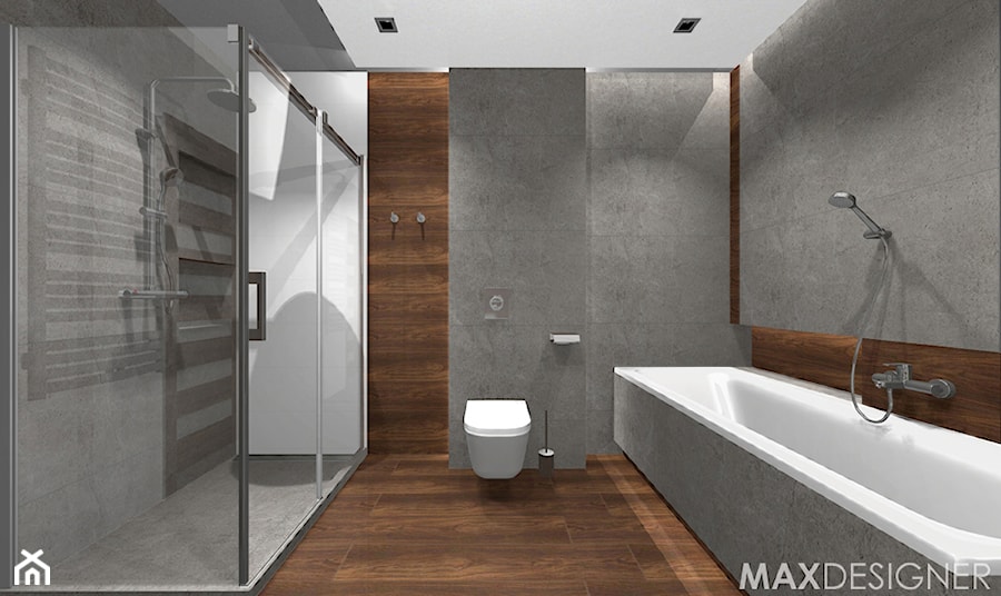 Salon kąpielowy - Nowoczesny minimalizm. - Duża bez okna z punktowym oświetleniem łazienka, styl minimalistyczny - zdjęcie od MaxDesigner