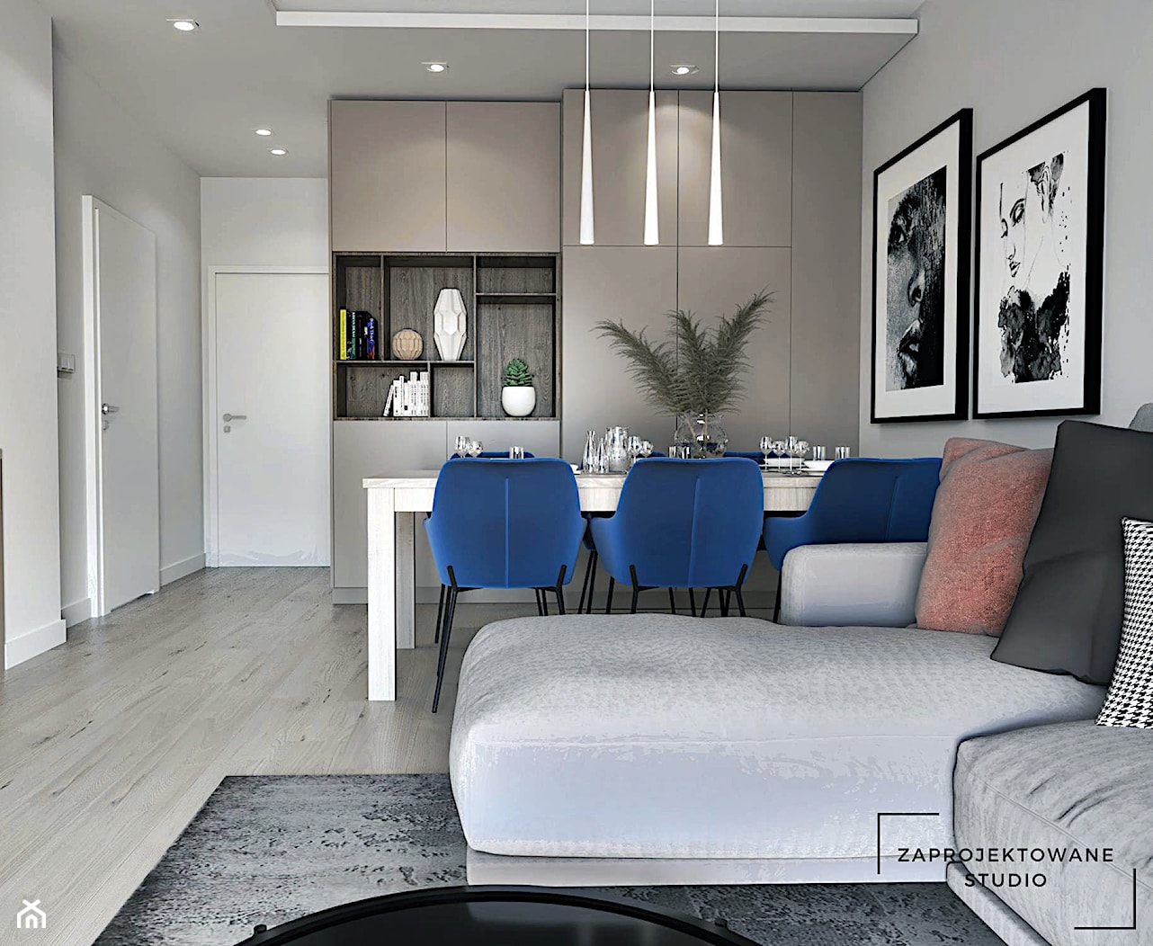 Mieszkanie z granatowym akcentem - Salon, styl nowoczesny - zdjęcie od Zaprojektowane - Homebook
