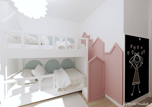 pokój dla dziewczynek - Mały biały pokój dziecka dla dziecka dla nastolatka dla chłopca dla dziewczynki dla rodzeństwa, styl skandynawski - zdjęcie od Zaprojektowane