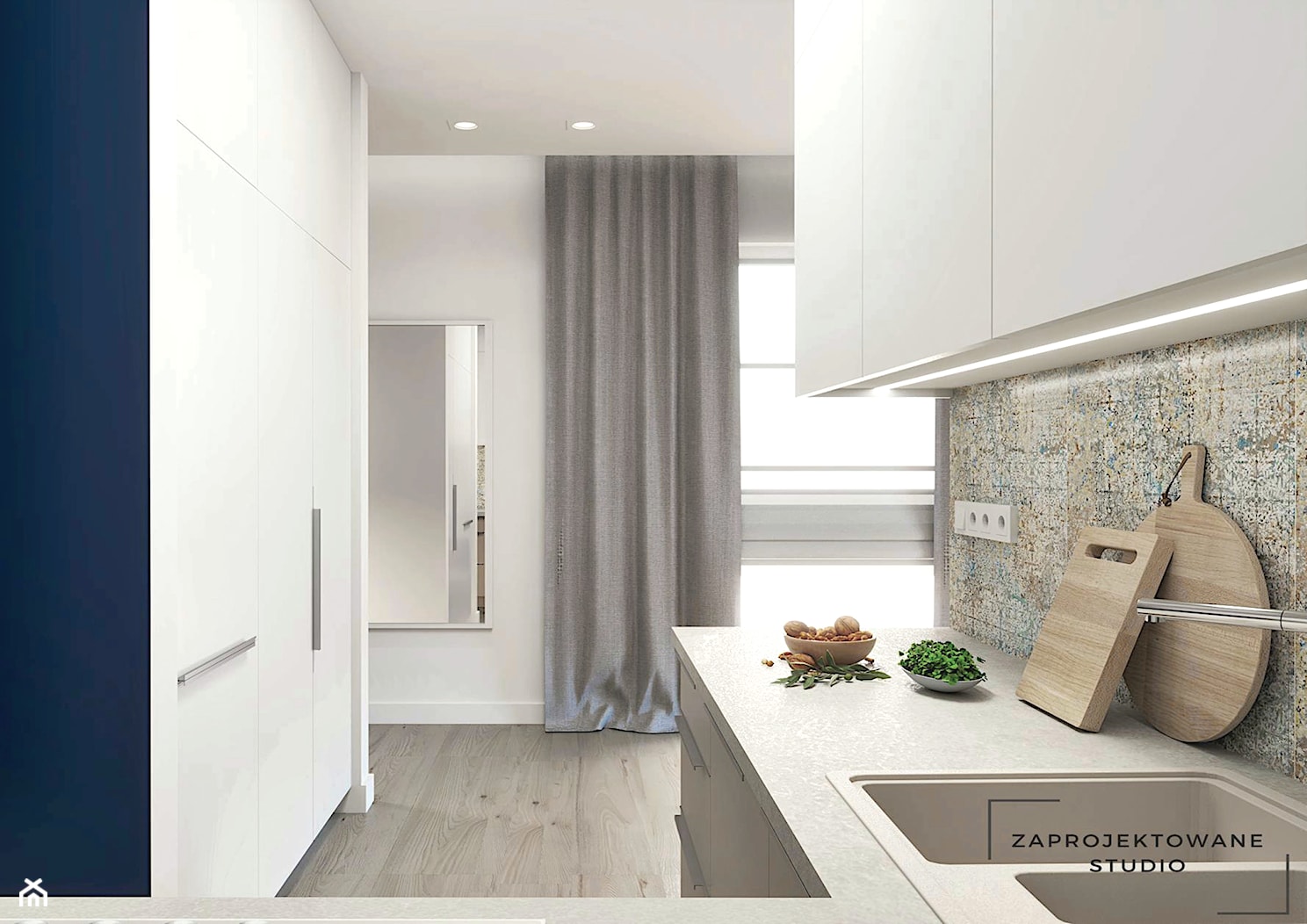 Mieszkanie z granatowym akcentem - Kuchnia, styl nowoczesny - zdjęcie od Zaprojektowane - Homebook