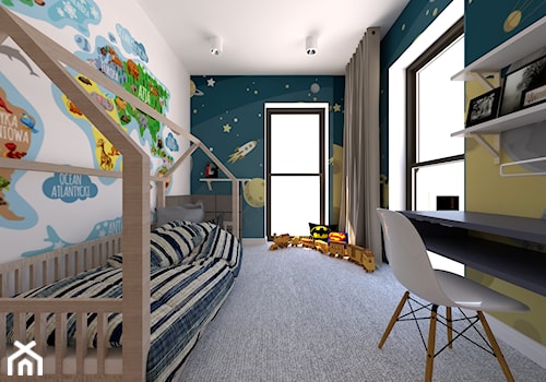 Mieszkanie 135 m2 w Warszawie przy Sadybie - Średni biały niebieski pokój dziecka dla dziecka dla nastolatka dla chłopca dla dziewczynki, styl nowoczesny - zdjęcie od Fancy Design Warsaw