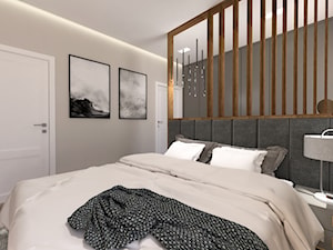 Mieszkanie 135 m2 w Warszawie przy Sadybie - Średnia szara sypialnia, styl nowoczesny - zdjęcie od Fancy Design Warsaw