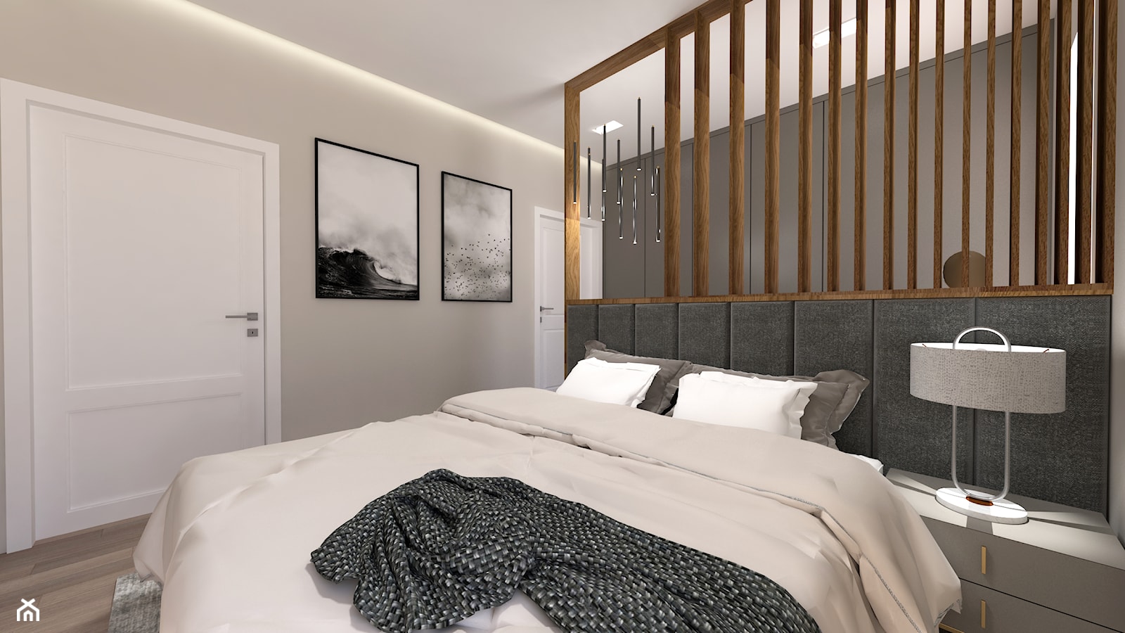 Mieszkanie 135 m2 w Warszawie przy Sadybie - Średnia szara sypialnia, styl nowoczesny - zdjęcie od Fancy Design Warsaw - Homebook