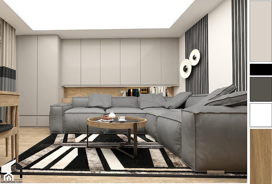 mieszkanie 56m2 - Salon, styl nowoczesny - zdjęcie od ERS Pracownia Projektowa Eliza Rogala-Szwede