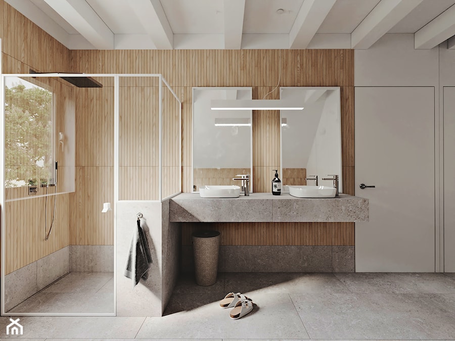 Projekt łazienki w domu jednorodzinnym. - zdjęcie od 404 Studio