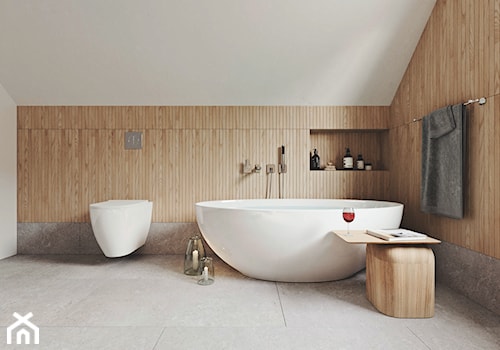 Projekt łazienki w domu jednorodzinnym. - zdjęcie od 404 Studio
