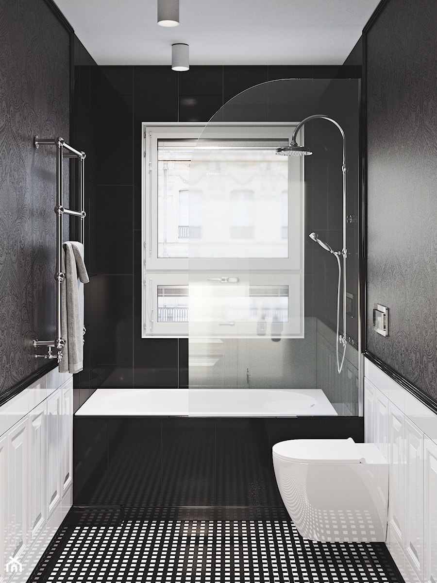 HOMMES - Mała z punktowym oświetleniem łazienka z oknem, styl tradycyjny - zdjęcie od 404 Studio