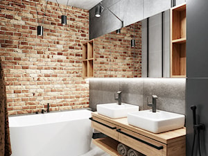 Wyrazista łazienka z 2 umywalkami - zdjęcie od QUBO architekci pracownia architektury wnętrz/ architekt / projektant wnętrz