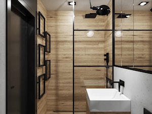 Niewielka łazienka z industrialną ścianką przysznicową - zdjęcie od QUBO architekci pracownia architektury wnętrz/ architekt / projektant wnętrz
