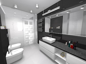 Czarno-biała łazienka. Płytki strukturalne. - zdjęcie od Lemax_Design_Projekty_Łazienek