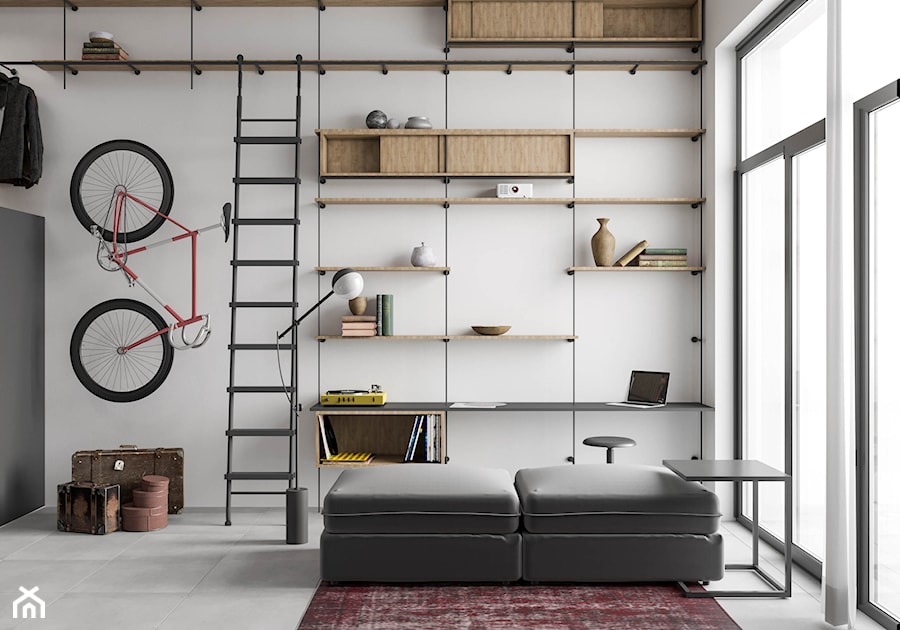 Bachelor Pad - Salon, styl industrialny - zdjęcie od mow.design