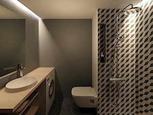 MX - Średnia bez okna z lustrem z marmurową podłogą łazienka, styl minimalistyczny - zdjęcie od Marcin Molik Architekt