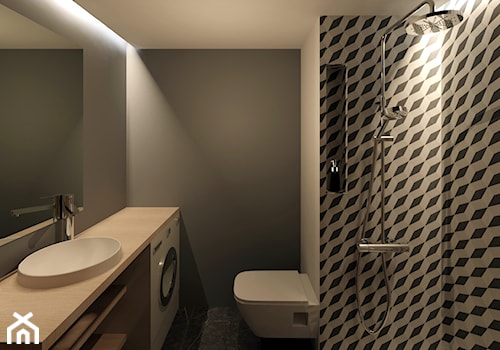 MX - Średnia bez okna z lustrem z marmurową podłogą łazienka, styl minimalistyczny - zdjęcie od Marcin Molik Architekt