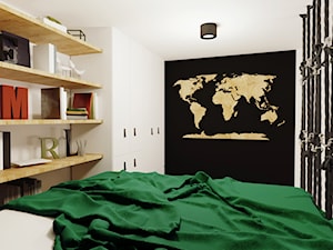 DIGITAL NOMAD'S FLAT - Średnia biała czarna sypialnia, styl nowoczesny - zdjęcie od magdalleenna