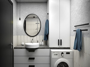 DIGITAL NOMAD'S FLAT - Mała bez okna z pralką / suszarką z punktowym oświetleniem łazienka, styl nowoczesny - zdjęcie od magdalleenna