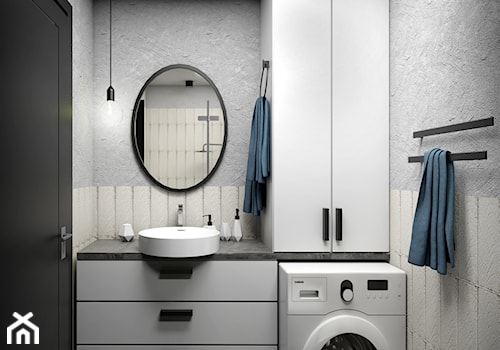 DIGITAL NOMAD'S FLAT - Mała bez okna z pralką / suszarką z punktowym oświetleniem łazienka, styl nowoczesny - zdjęcie od magdalleenna
