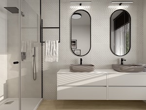 łazienka z dwoma umywalkami - zdjęcie od 3d studio projektowanie wnętrz, wizualizacje