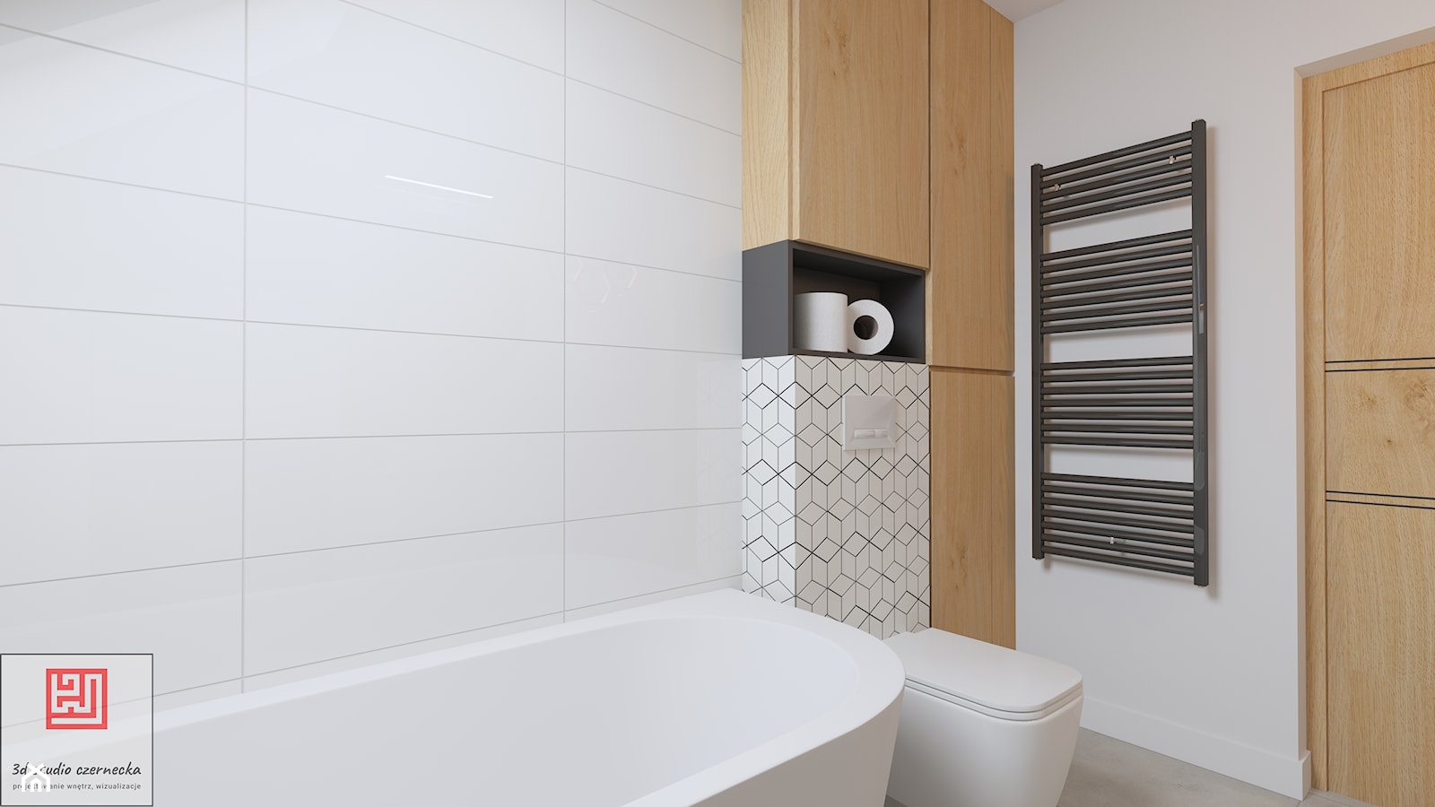 łazienka ze skosem - zdjęcie od 3d studio projektowanie wnętrz, wizualizacje - Homebook