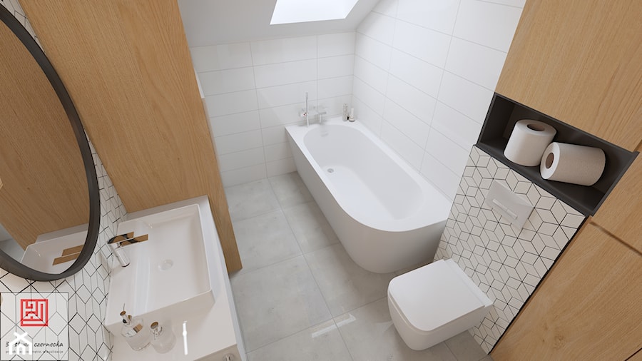 łazienka ze skosem - zdjęcie od 3d studio projektowanie wnętrz, wizualizacje