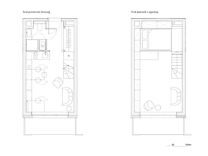 Rzut przestrzeni dziennej oraz antersoli z sypialnią - zdjęcie od mor.e studio