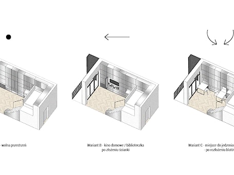 Aranżacje wnętrz - Salon: Warianty użytkowania ściany - mor.e studio. Przeglądaj, dodawaj i zapisuj najlepsze zdjęcia, pomysły i inspiracje designerskie. W bazie mamy już prawie milion fotografii!