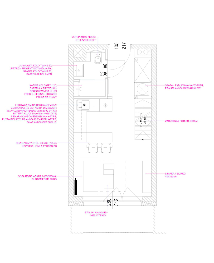Rzut mieszkania - poziom 0 - zdjęcie od Projekty architektoniczne i wnętrz - Katarzyna Lipka-Sidor