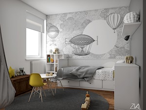 Mieszkanie Ochota - Średni biały szary pokój dziecka dla dziecka dla chłopca, styl minimalistyczny - zdjęcie od ZKA architekci