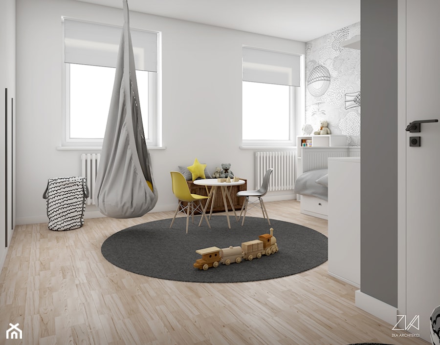 Mieszkanie Ochota - Średni biały pokój dziecka dla dziecka dla chłopca, styl minimalistyczny - zdjęcie od ZKA architekci