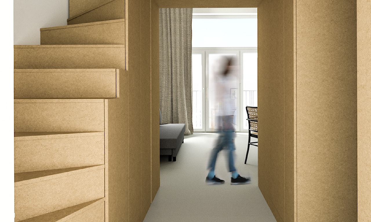 wąski przedpokój w mieszkaniu 25 m²