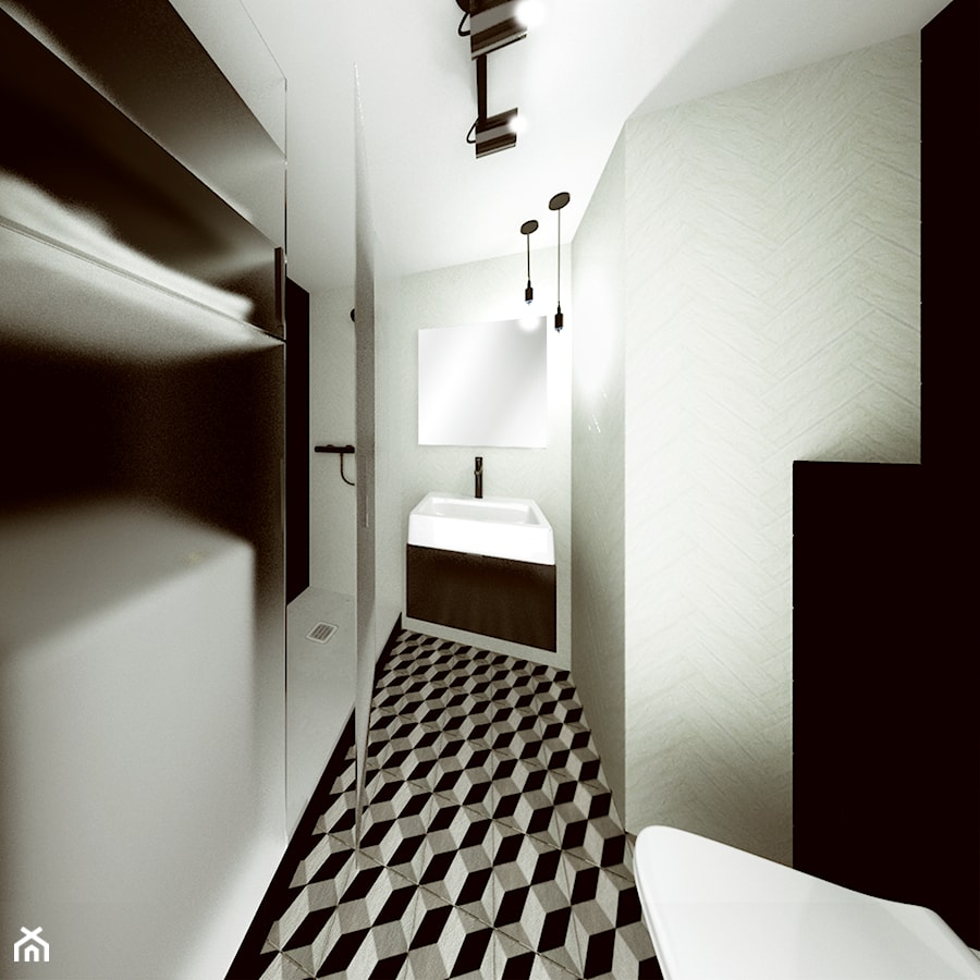 Konkurs dla projektantów wnętrz - Maximum funkcjonalności - Mała bez okna z lustrem łazienka, styl nowoczesny - zdjęcie od DoraiTym