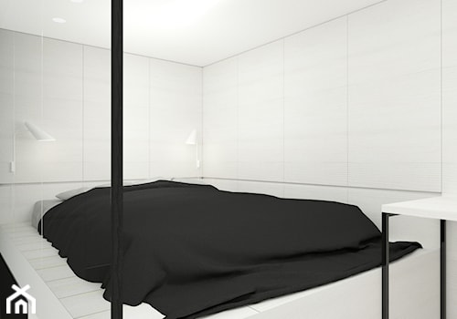 WHITE IS THE NEW BLACK - Mała biała z biurkiem sypialnia, styl minimalistyczny - zdjęcie od Marlińska