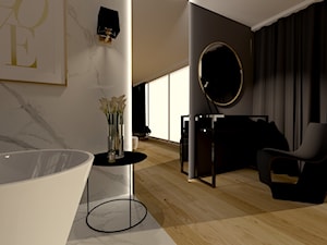 Dom nad wzgórzem - Średnia biała czarna z biurkiem sypialnia z łazienką, styl nowoczesny - zdjęcie od Pani Od Wnętrz