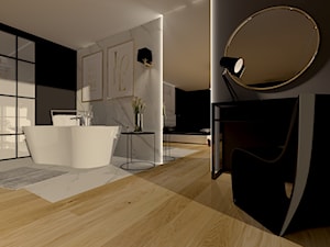 Dom nad wzgórzem - Duża czarna sypialnia z łazienką, styl nowoczesny - zdjęcie od Pani Od Wnętrz