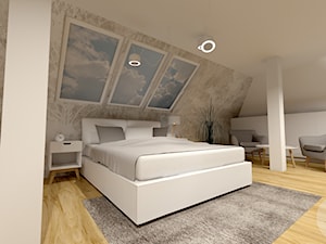 Dom pod Wrocławiem - Duża szara sypialnia na poddaszu, styl nowoczesny - zdjęcie od Pani Od Wnętrz
