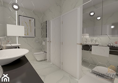 Salon kosmetyczny - Średnia bez okna z lustrem z marmurową podłogą łazienka, styl nowoczesny - zdjęcie od Pani Od Wnętrz