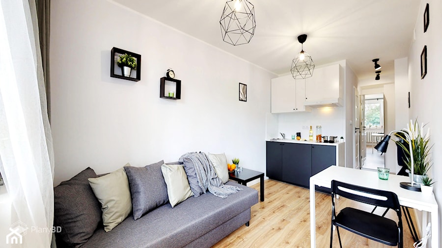 Mieszkanie inwestycyjne w Warszawie - Salon, styl skandynawski - zdjęcie od Plany3D Fotografia wnętrz i Wirtualne spacery 3D