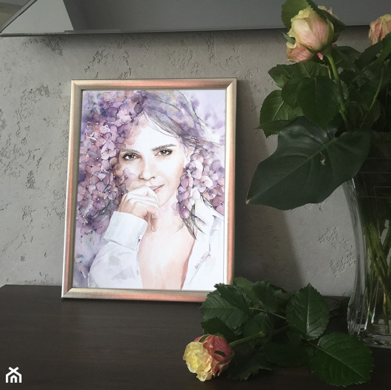 Emma w kwiatach - akwarela, oryginał 0124 - zdjęcie od Anna Lipowska Art - Homebook