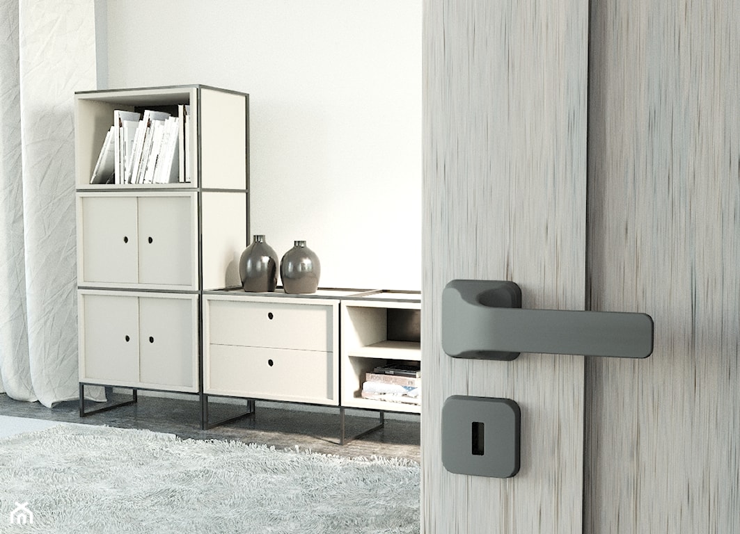 minimalistyczna szara klamka do drzwi