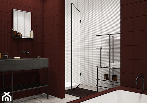 Loft apartament - Średnia z lustrem łazienka z oknem, styl minimalistyczny - zdjęcie od Madde studio